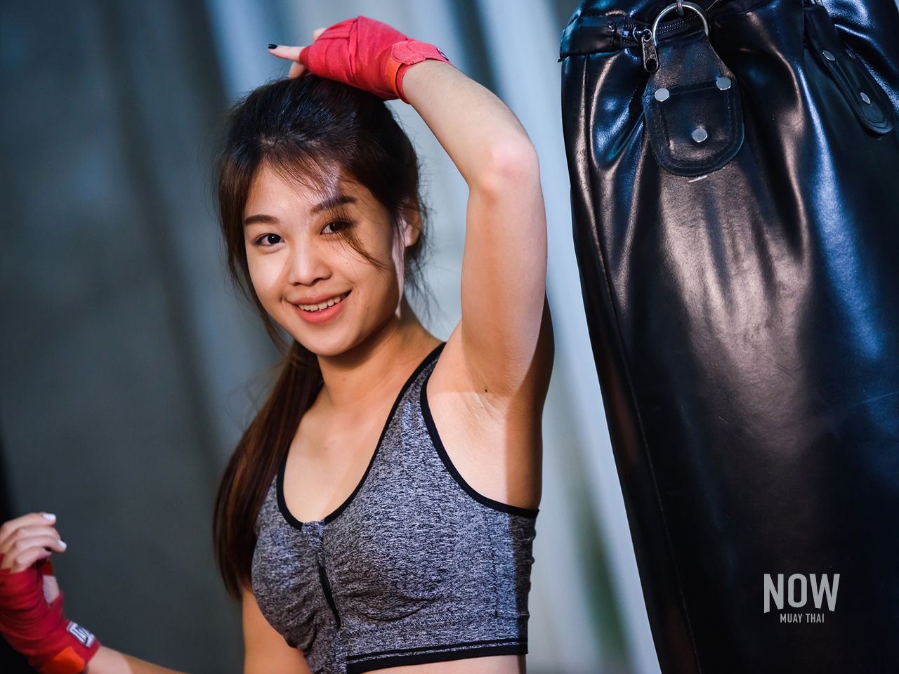 Girl in Muay Thai Training gym