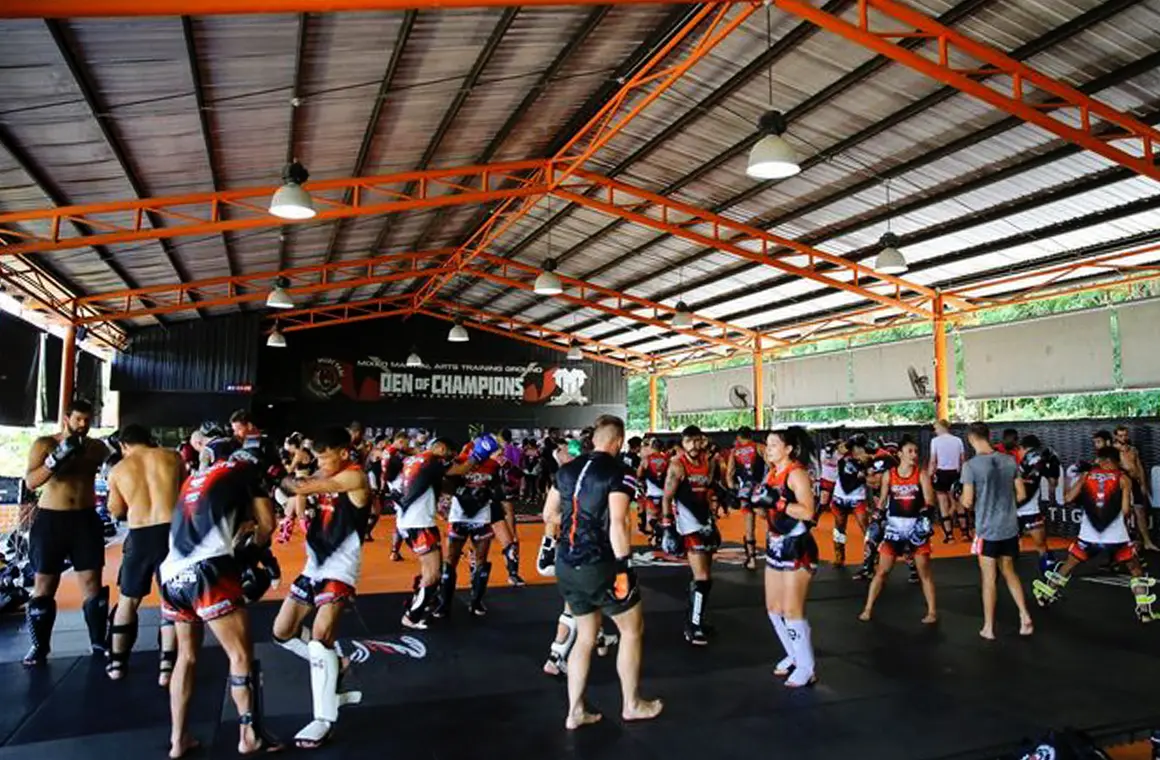 Experience the thrill of Muay Thai light sparring at Tiger Muay Thai Gym. Join group classes designed for all levels and improve your skills while making friends in Thailand!
