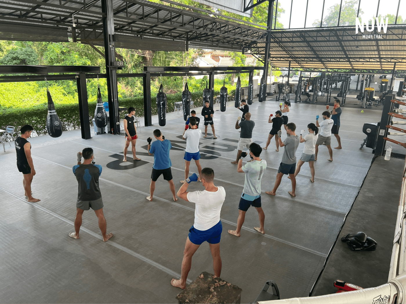 Group training at The Camp Muay Thai Gym in Chiang Mai