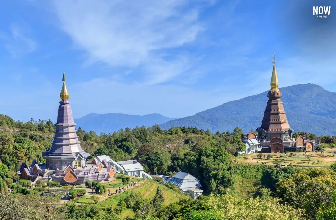 Noppamethanedon and Nopphonphusiri pagodas from Doi Inthanon National Park Chiang Mai, Thailand