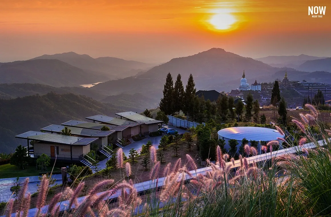 Beautiful sunrise at Wat Phra That Pha Son Kaew Temple in Khao Kho Phetchabun, Thailand.
