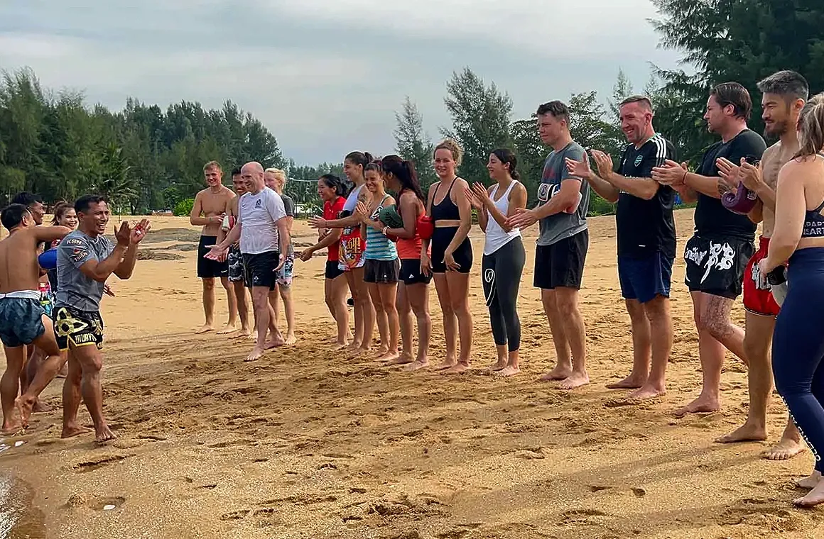 Photo of muay thai group training at khao lak beach
