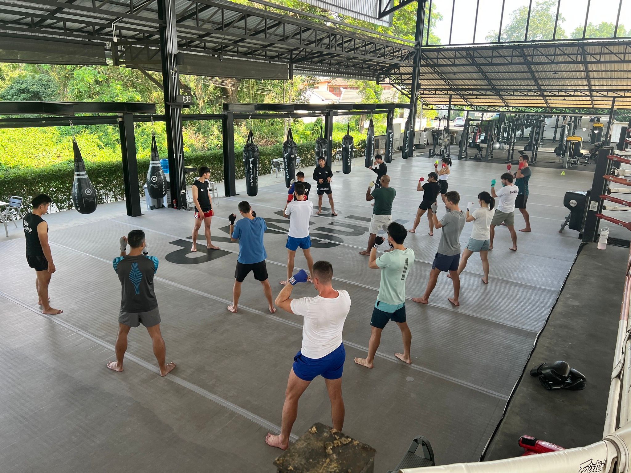 Group training at The Camp Muay Thai Resort and Academy in Chiang Mai