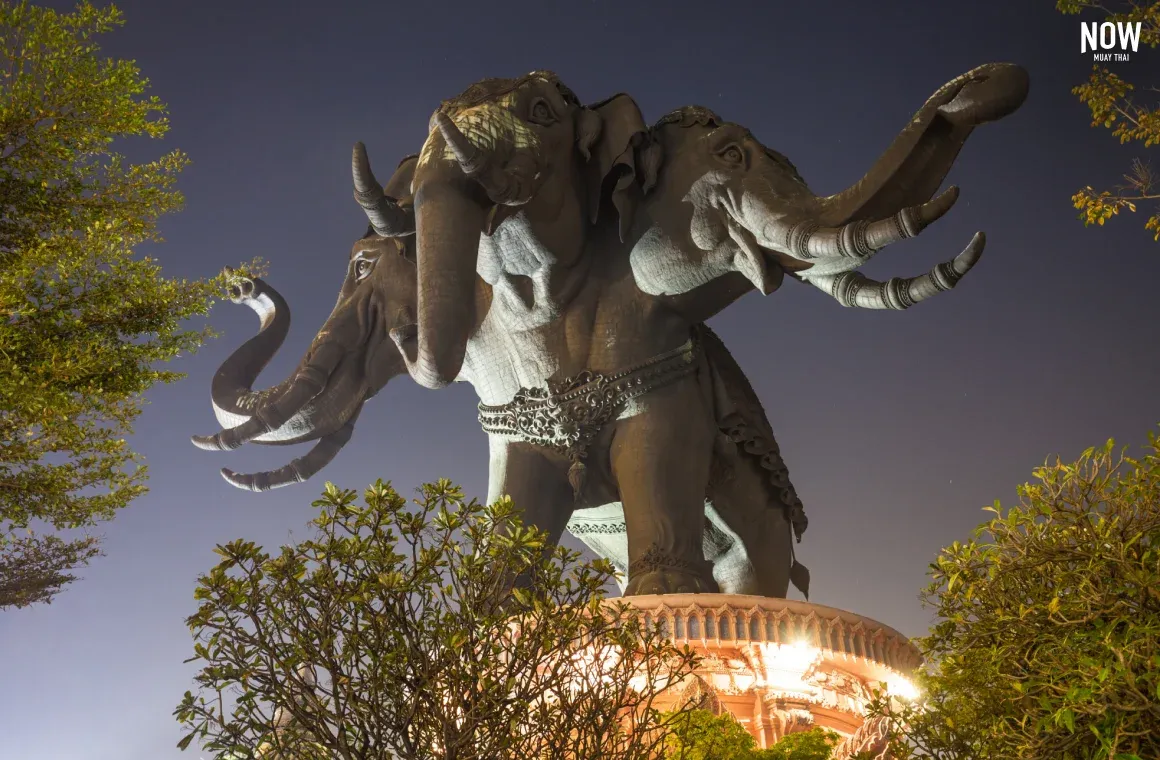 Giant three-headed elephant statue at the Erawan Museum in Samut Prakan