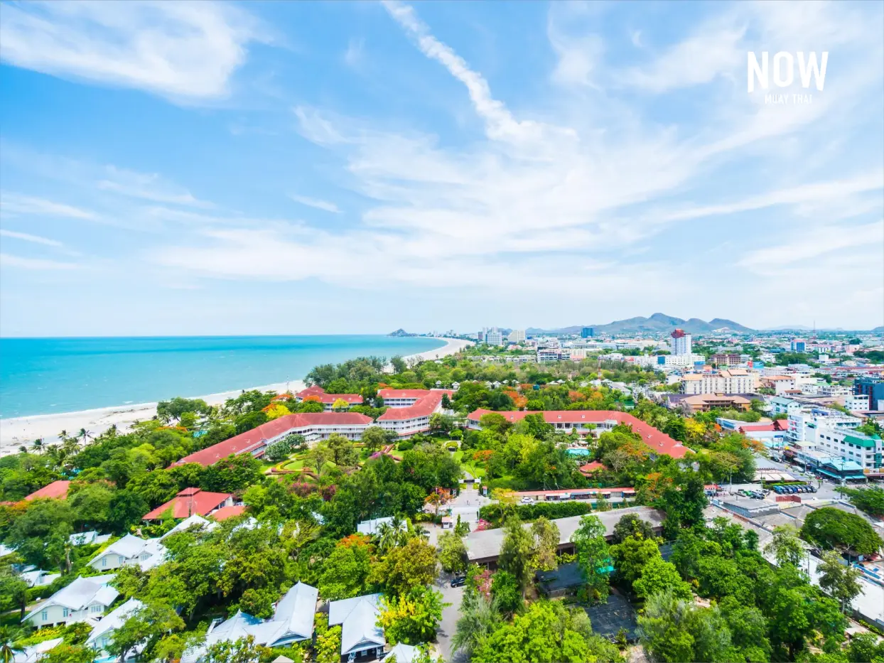 Hua Hin beach with hotel resorts in Prachuap Khiri Khan, Thailand