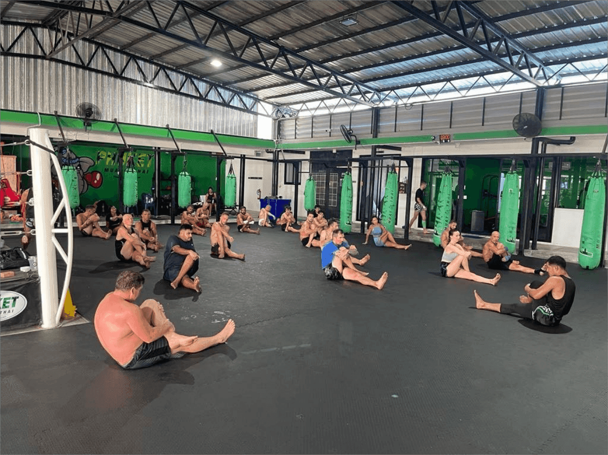 Group doing stretching exercises at the Phuket Muay Thai Gym
https://www.nowmuaythai.com/gym/phuket-muay-thai#gallery-7