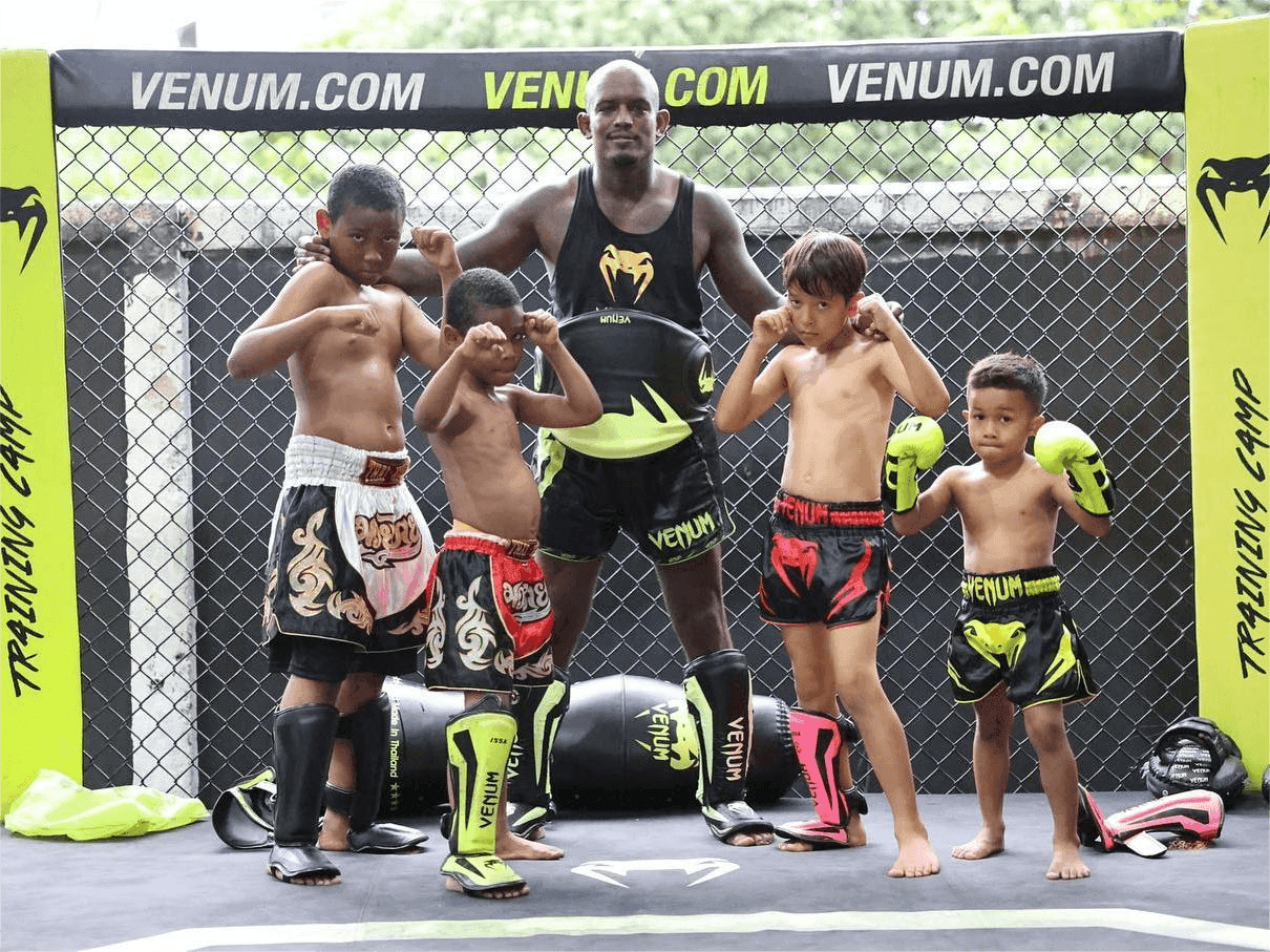 Children practice Muay Thai at the Venum Training Camp in Pattaya.